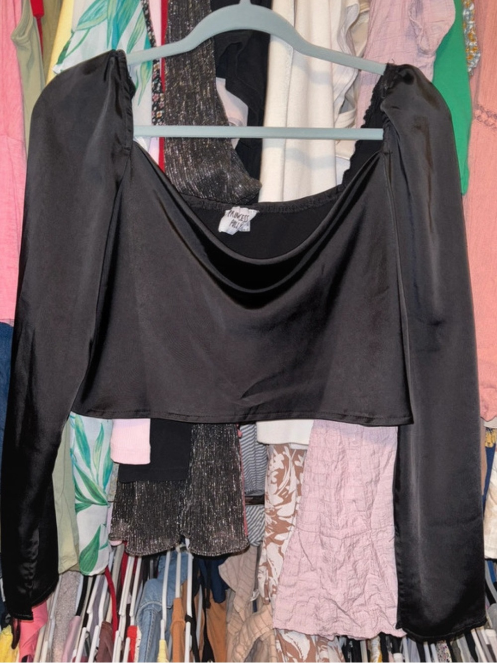Princess Polly Satin Long-Sleeve Cowl Neck Top